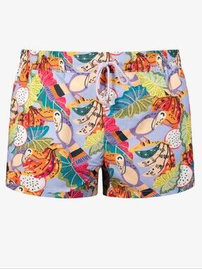 2eros Printed Bronte Lined Colorful Swim Trunks Shorts Aves Purple NWOT